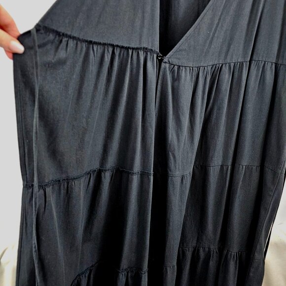 Nasty Gal Maxi Wrap Dress Black Puff Sleeve Tiered Size 18 Boho Milkmaid Grunge - Picture 5 of 11